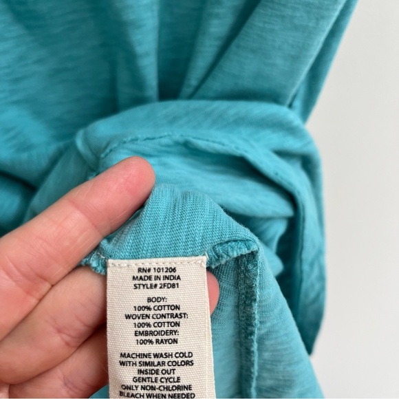 Soft Surroundings Gladstone Dress in Porcelain Blue Embroidered Pockets Medium - Picture 5 of 11